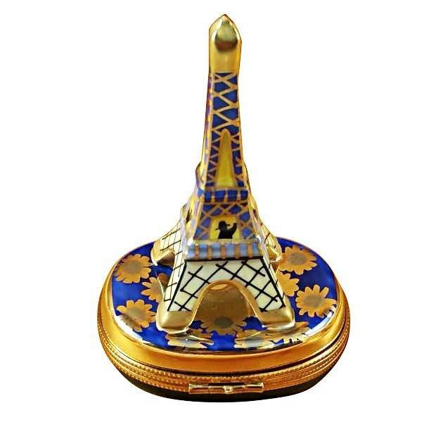 Eiffel Tower Gold on Blue Base Limoges Box Paris, view 3