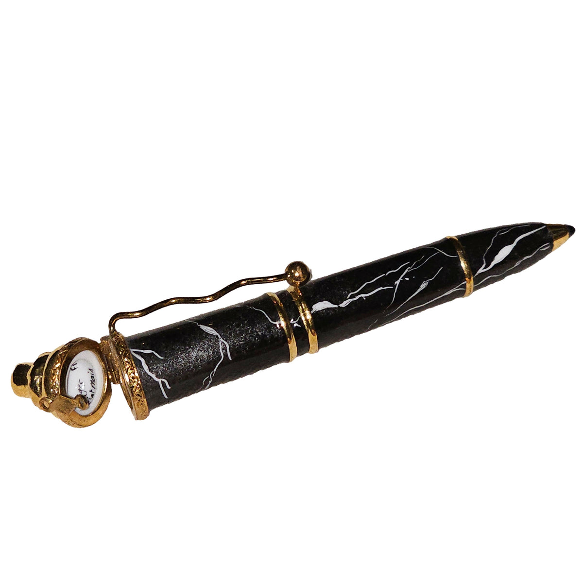 Dark Green Ball Point Pen Limoges Box Marble Finish, view 2