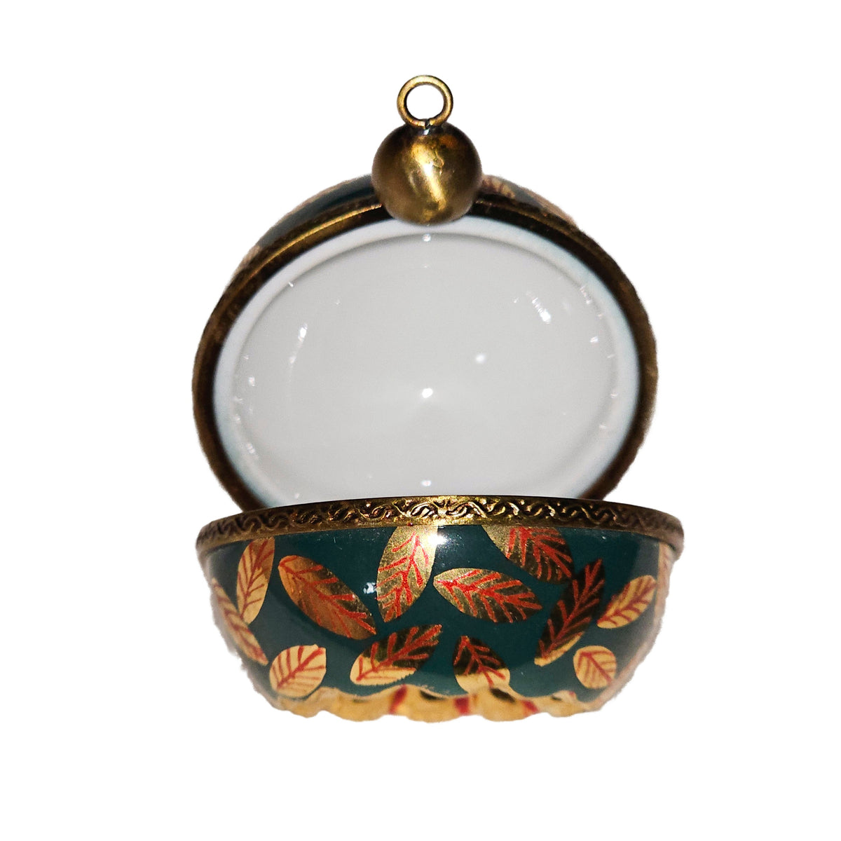 Hanging Green Ornament with Elegant Leaf Christmas Design, view 2
