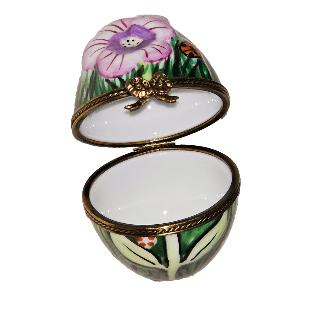 Painted Egg w/ Embossed Pink Flower Limoges Box Collectible, view 2