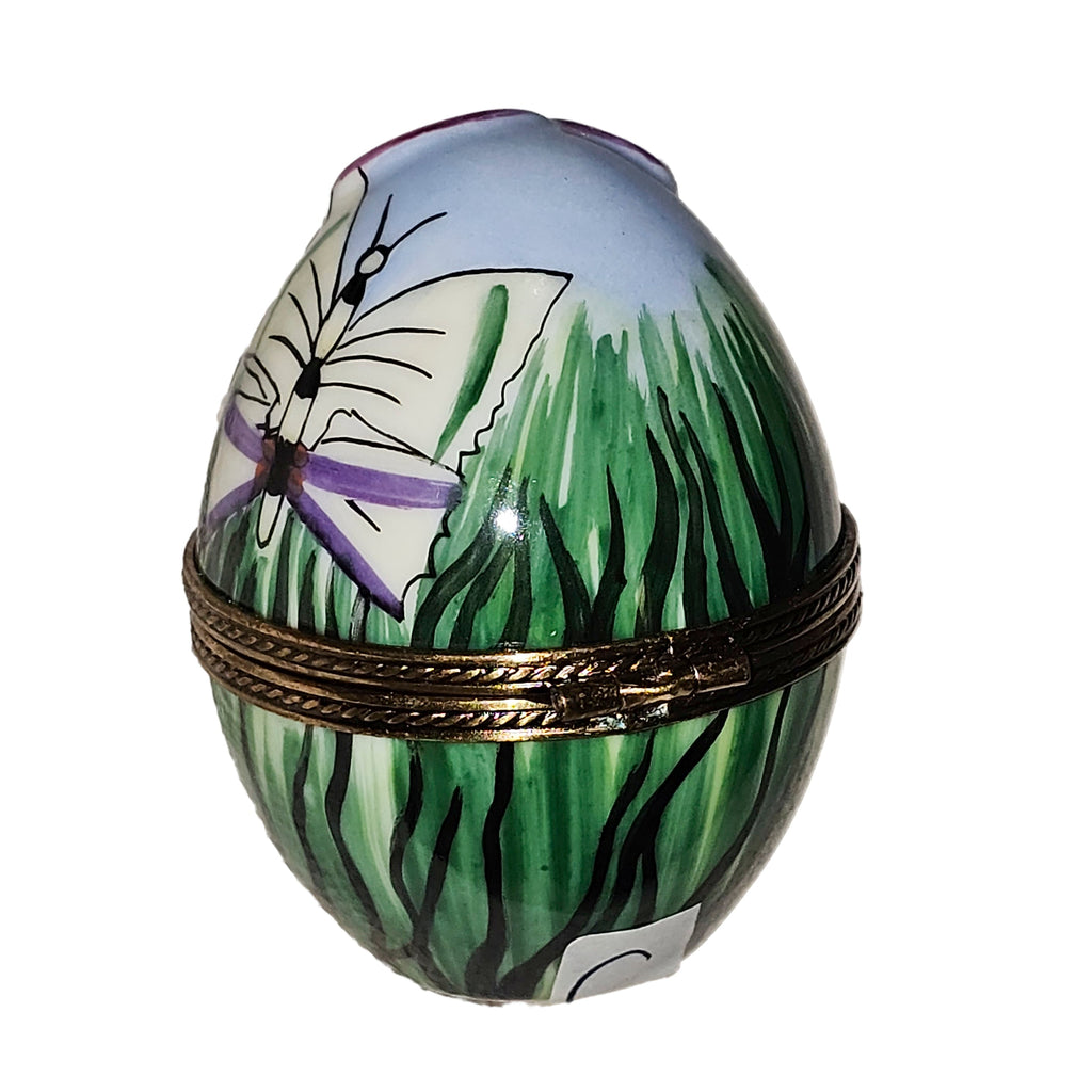 Painted Egg w/ Embossed Pink Flower Limoges Box Collectible, view 3