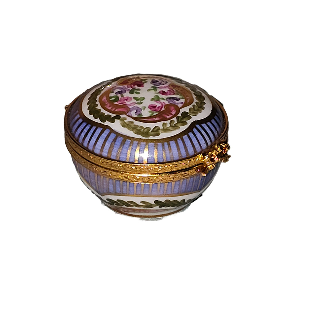 Round Periwinkle W Flowers Limoges Box, view 4