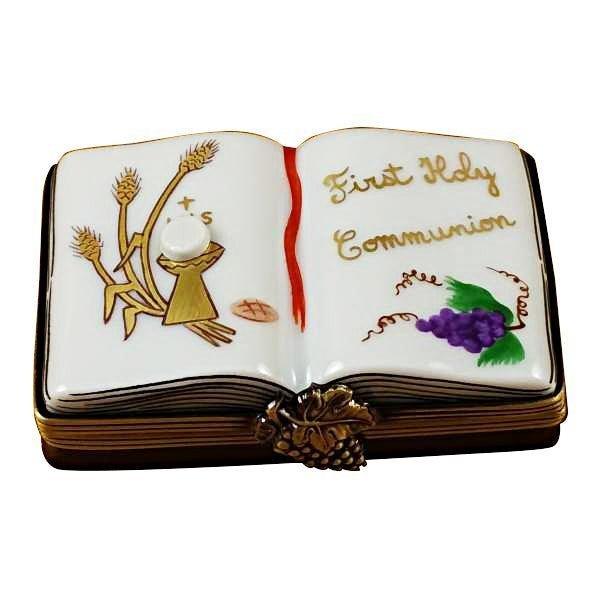 First Holy Communion Book Limoges Box, a hand-painted Limoges porcelain gift