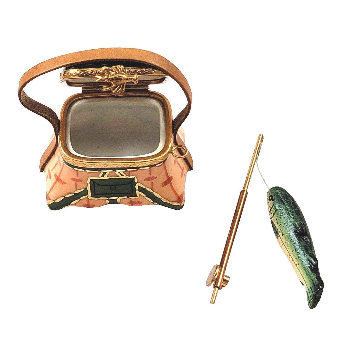 Fishing Basket with Rod & Fish Limoges Box, view 2