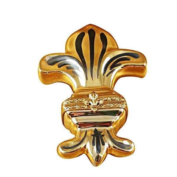 Fleur de Lys Gold Limoges Box France, a hand-painted Limoges porcelain gift
