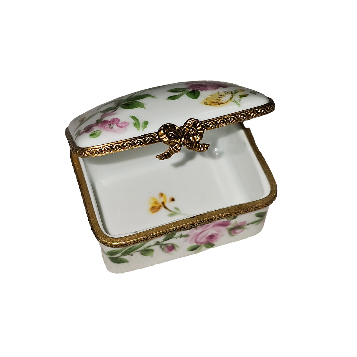 White Rectangle w Flowers Limoges Box, view 2
