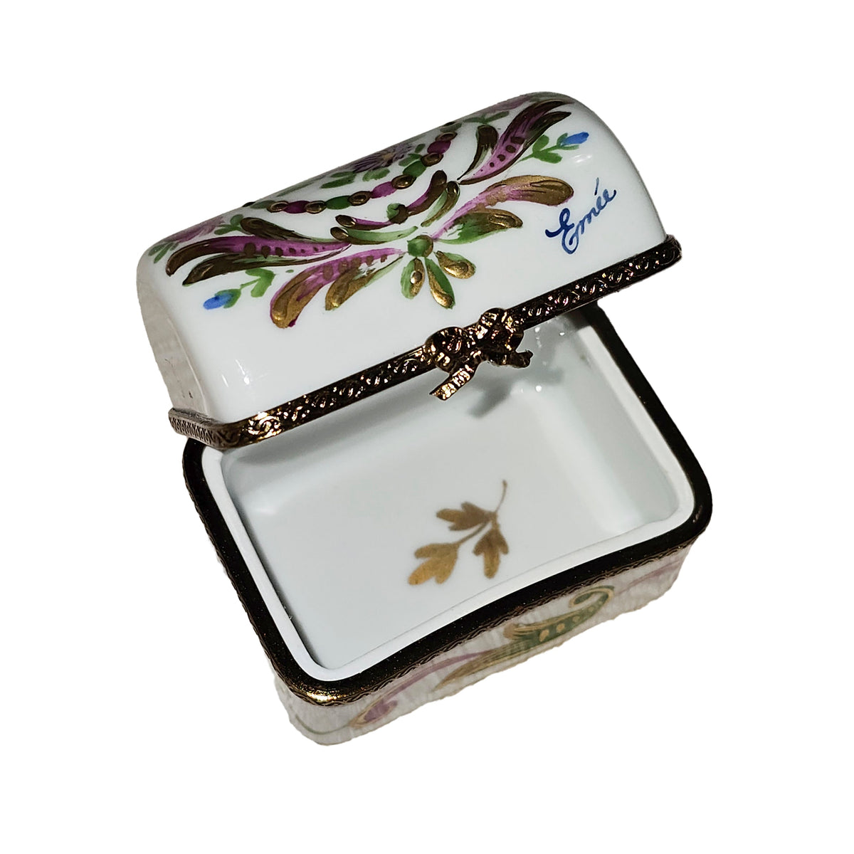 White Trunk w Flowers Limoges Box, view 2