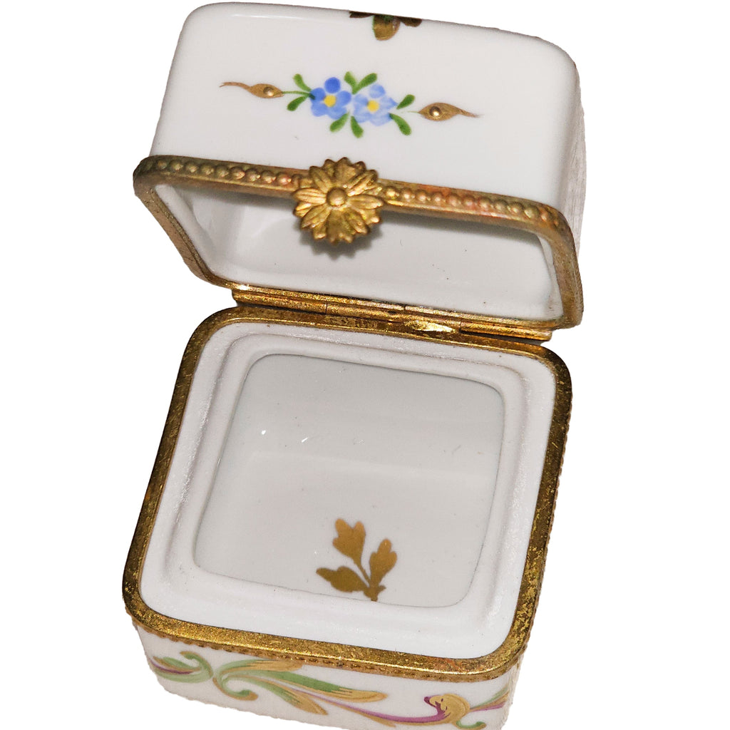 White Square W Flowers Limoges Box, view 2