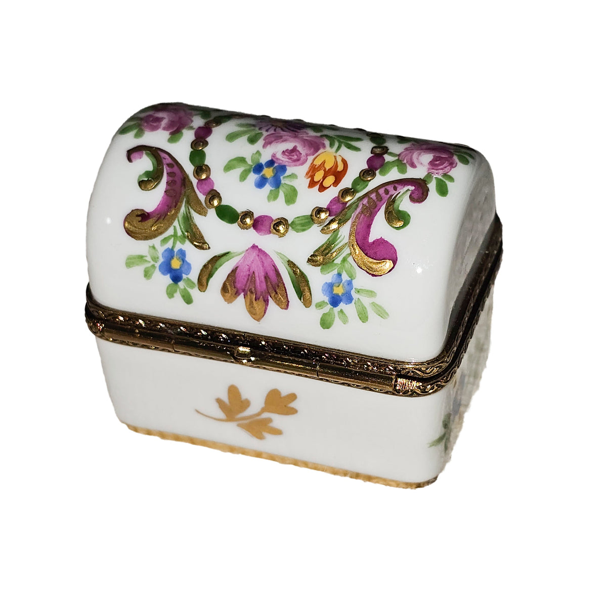 White Trunk w Flowers Limoges Box, view 3