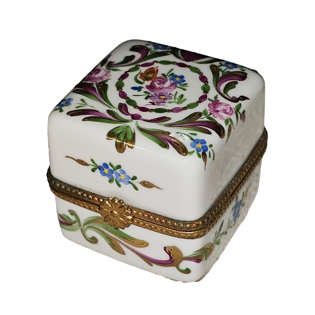 White Square W Flowers Limoges Box, view 3