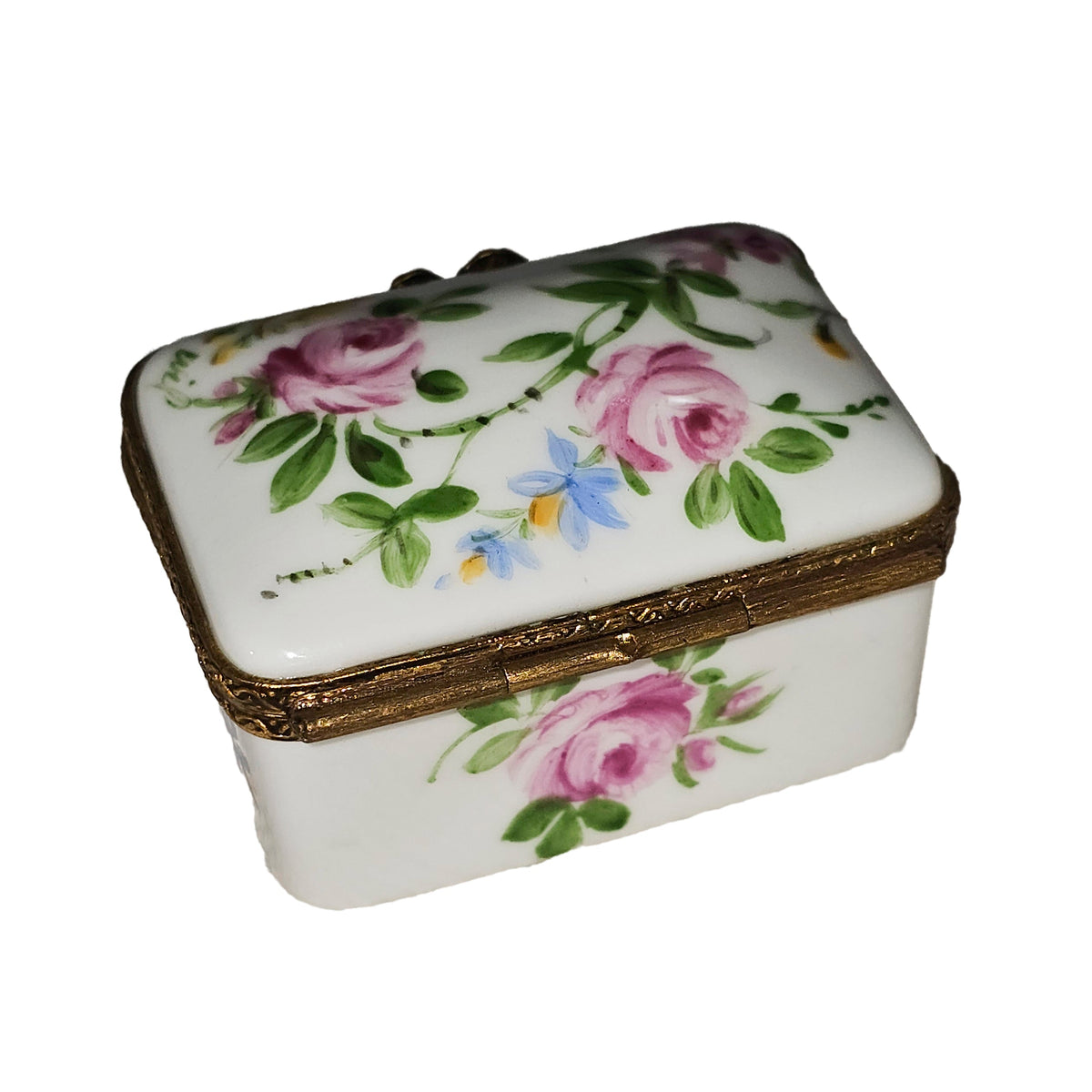 White Rectangle w Flowers Limoges Box, view 4