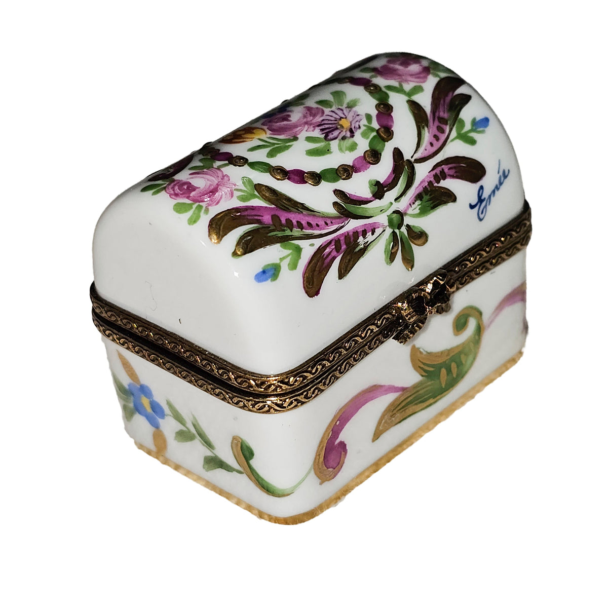 White Trunk w Flowers Limoges Box, view 4