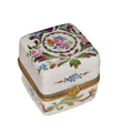 White Square W Flowers Limoges Box, a hand-painted Limoges porcelain gift