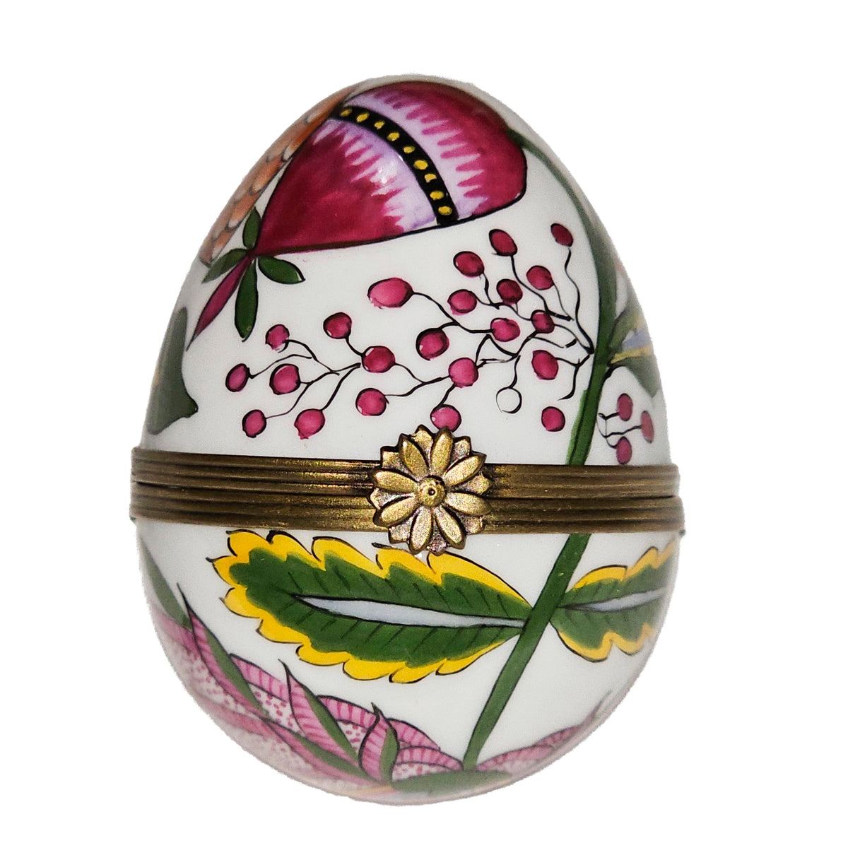 Egg with Flower Painted on It Limoges Box, a hand-painted Limoges porcelain gift