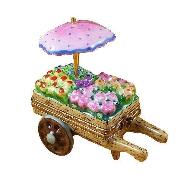Flower Cart Limoges Box for Garden Lovers, a hand-painted Limoges porcelain gift