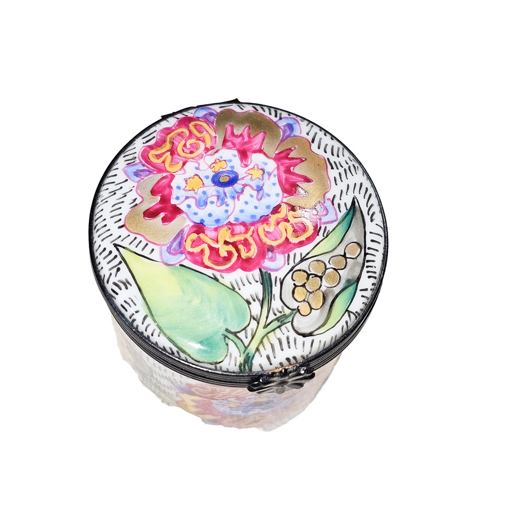Tall Round Flower Deco Limoges Box, view 4