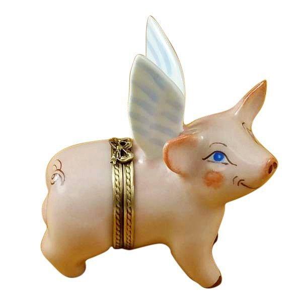 Flying Pig Limoges Box for Whimsical Collectors, a hand-painted Limoges porcelain gift