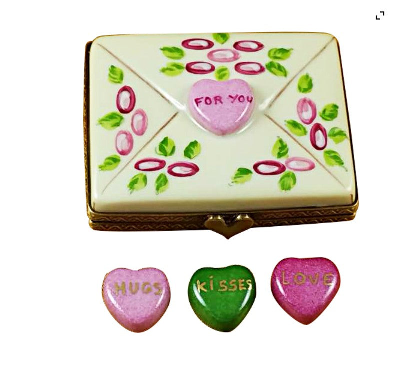 Envelope for You w 3 Hearts, a hand-painted Limoges porcelain gift