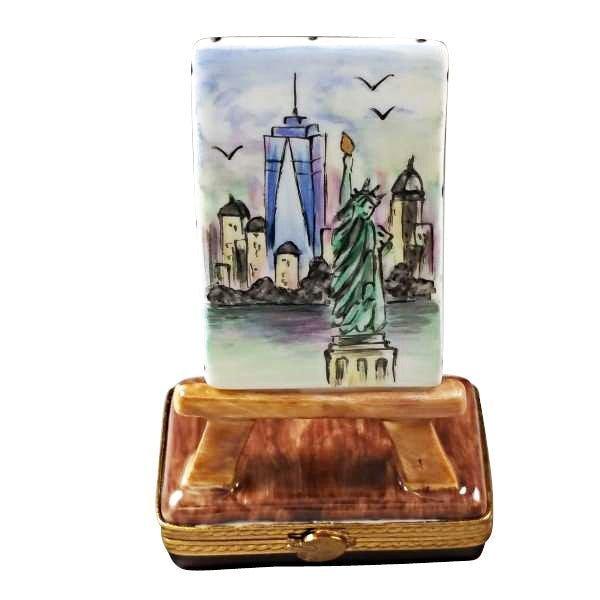 Freedom Tower Easel Limoges Box, a hand-painted Limoges porcelain gift