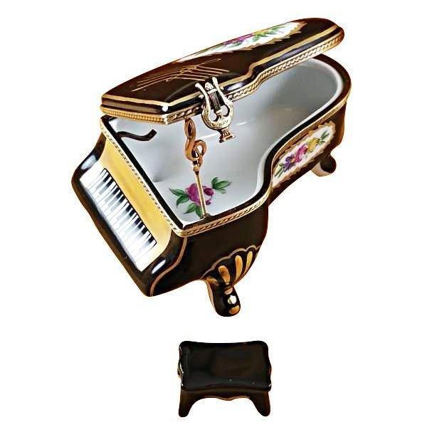 Grand Piano Floral with Porcelain Bench Limoges Box, view 3