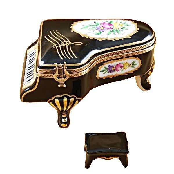 Grand Piano Floral with Porcelain Bench Limoges Box, view 4