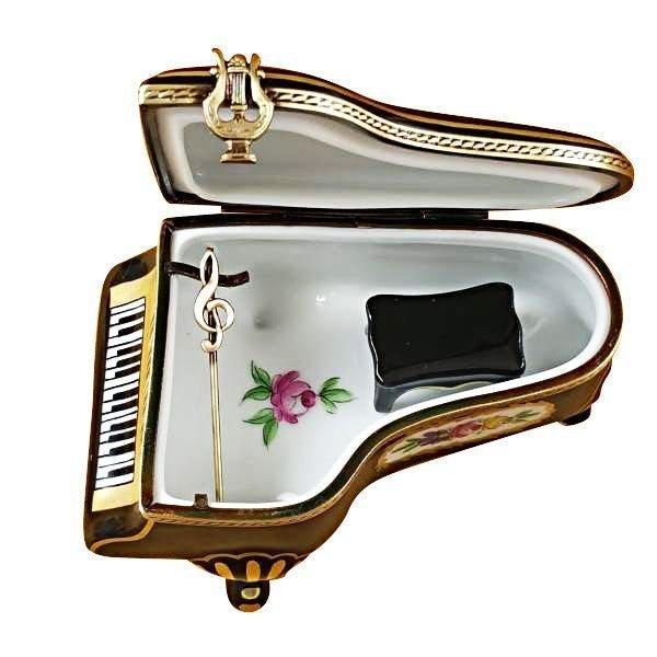 Grand Piano Floral with Porcelain Bench Limoges Box, view 2
