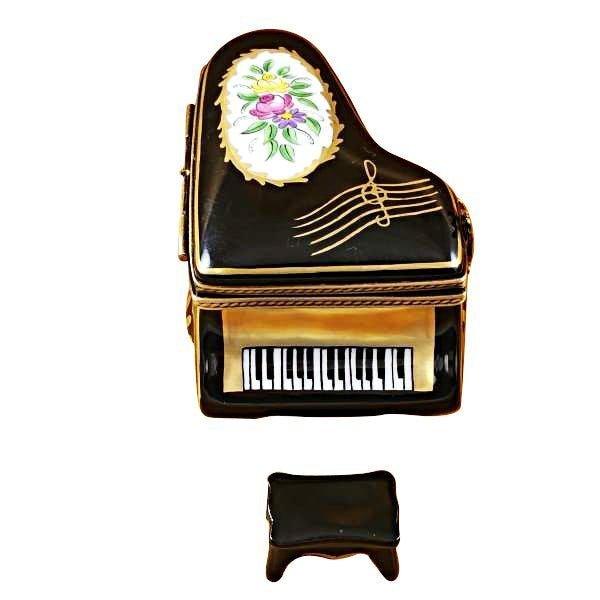 Grand Piano Floral with Porcelain Bench Limoges Box, a hand-painted Limoges porcelain gift