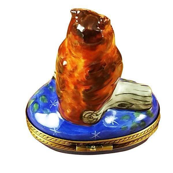 Great Owl on Blue Base Limoges Box, view 3