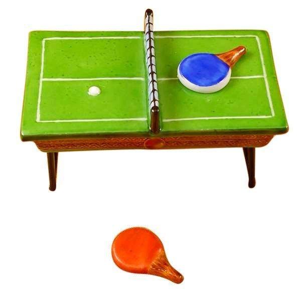 Limoges Green Ping Pong Table for Collectors, a hand-painted Limoges porcelain gift