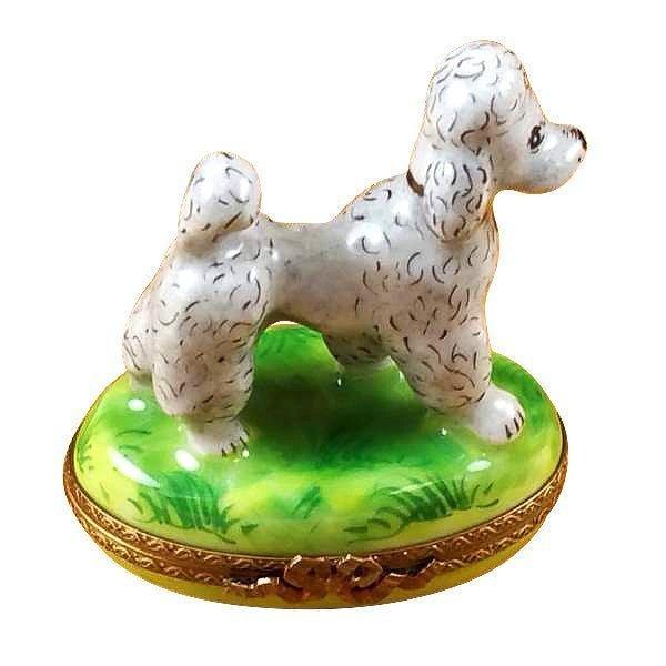 Grey Poodle Limoges Box for Dog Lovers, a hand-painted Limoges porcelain gift