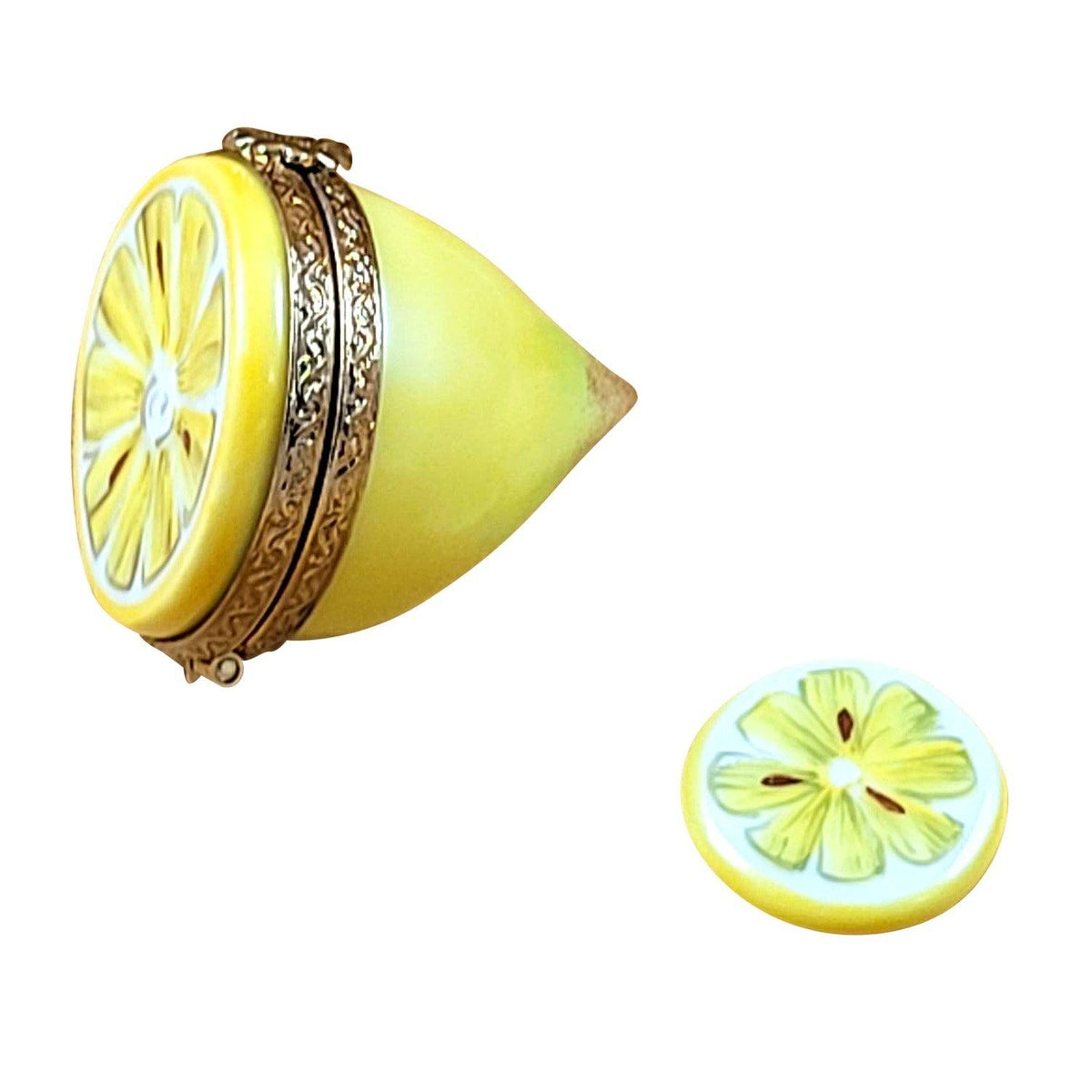 Half Lemon Removable Slice Limoges Box, a hand-painted Limoges porcelain gift
