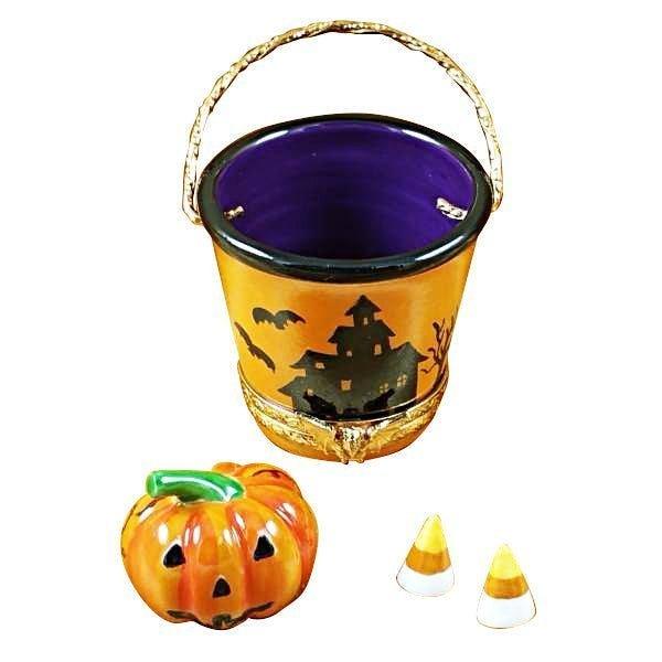 Halloween Pail with Jackolantern by Rochard, an authentic French Limoges box from Limoges Boutique