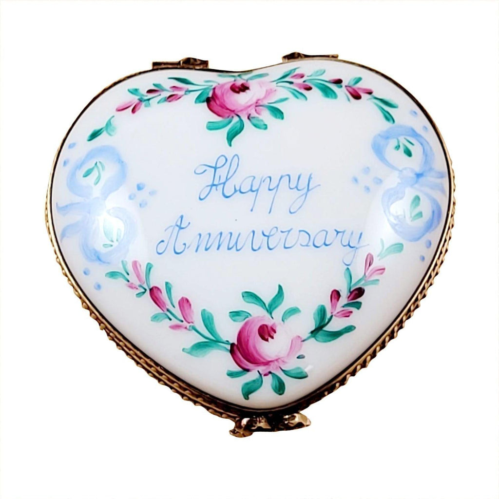 Happy Anniversary Heart 50th Limoges Porcelain Art Object Gift, a hand-painted Limoges porcelain gift