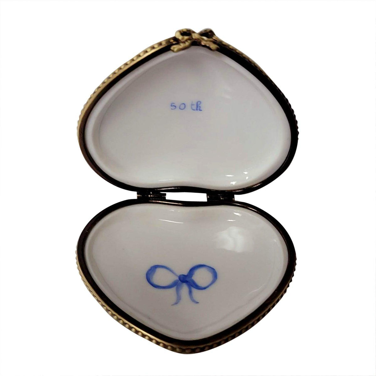 Happy Birthday Heart 50th Limoges Porcelain Art Object Gift, view 2