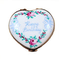 Happy Birthday Heart Limoges Porcelain Art Object, a hand-painted Limoges porcelain gift