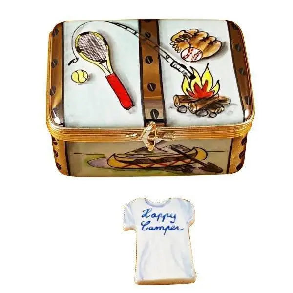 Happy Camper Camping Trunk Limoges Box, a hand-painted Limoges porcelain gift