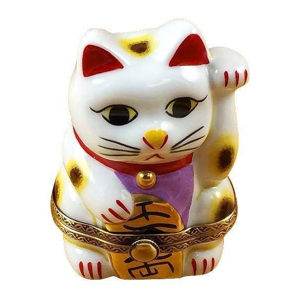 Happy Cat Limoges Box for Cat Lovers, a hand-painted Limoges porcelain gift