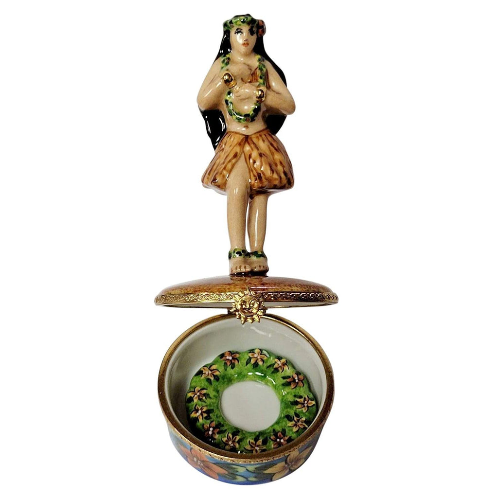 Hawaiian Hula Dancer with Removable Lei Limoges Box, view 2