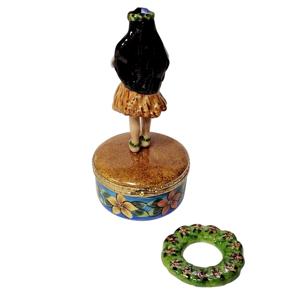 Hawaiian Hula Dancer with Removable Lei Limoges Box, view 4