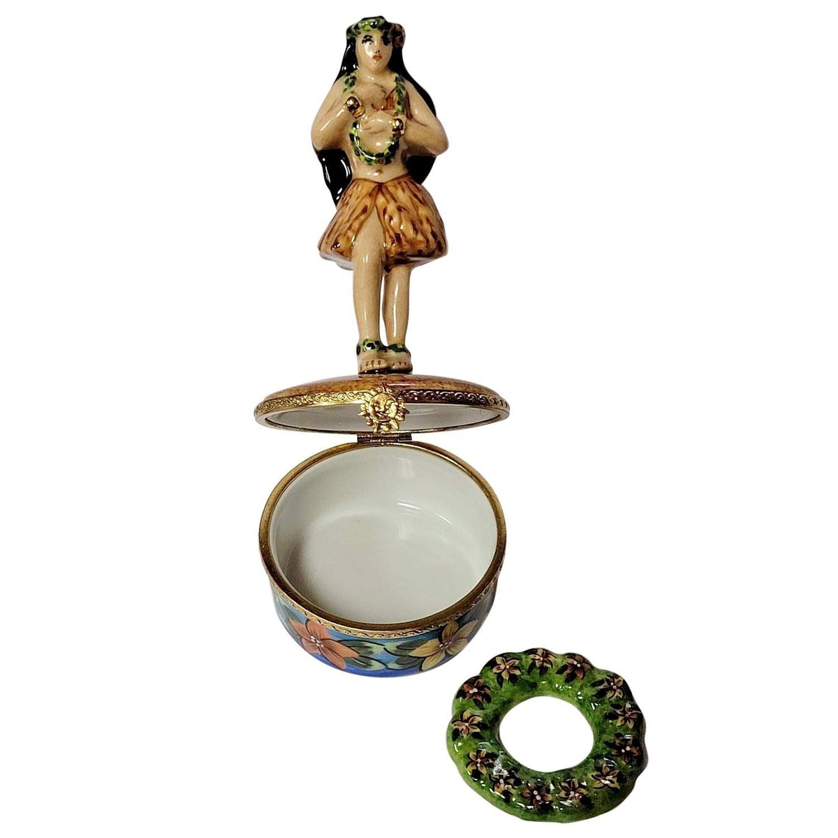 Hawaiian Hula Dancer with Removable Lei Limoges Box, view 3