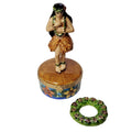 Hawaiian Hula Dancer with Removable Lei Limoges Box, a hand-painted Limoges porcelain gift