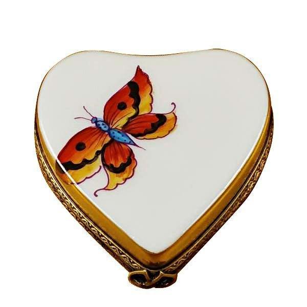 Heart Butterfly on Gold Base Limoges Porcelain Art Object Gift, view 2
