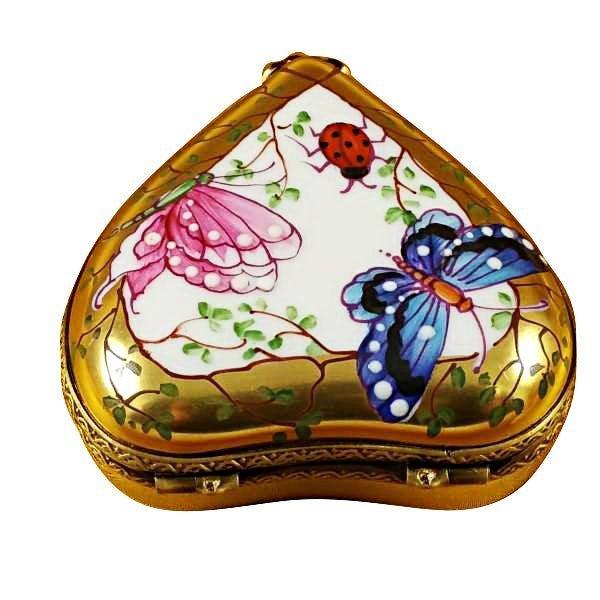 Heart Butterfly on Gold Base Limoges Porcelain Art Object Gift, view 4