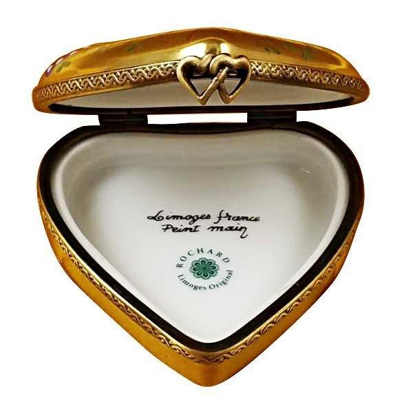 Heart Butterfly on Gold Base Limoges Porcelain Art Object Gift, view 3