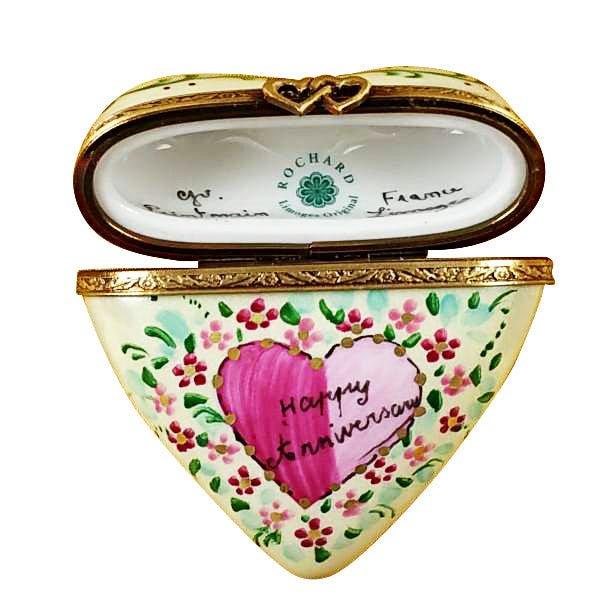 Hand-painted Heart Happy Anniversary Limoges box, French artistry for lovers of fine art
