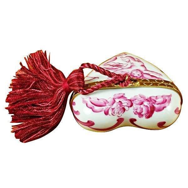 Heart Pink Angel with Tassel Limoges Porcelain Art Object Gift, view 3