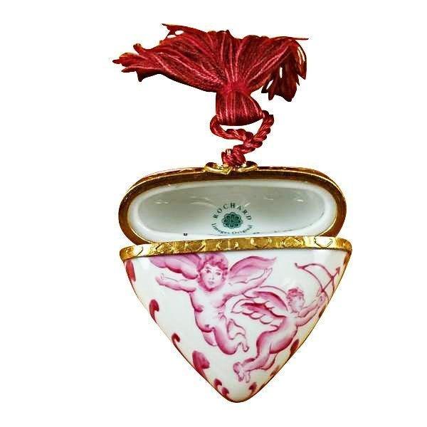 Heart Pink Angel with Tassel Limoges Porcelain Art Object Gift, view 2