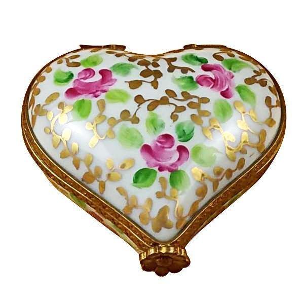 Heart Tapestry Rose Limoges Box, a hand-painted Limoges porcelain gift