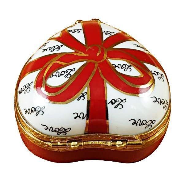 Porcelain Heart Red Bow Three Candies Limoges Box, view 4