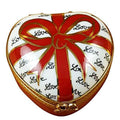 Porcelain Heart Red Bow Three Candies Limoges Box, a hand-painted Limoges porcelain gift